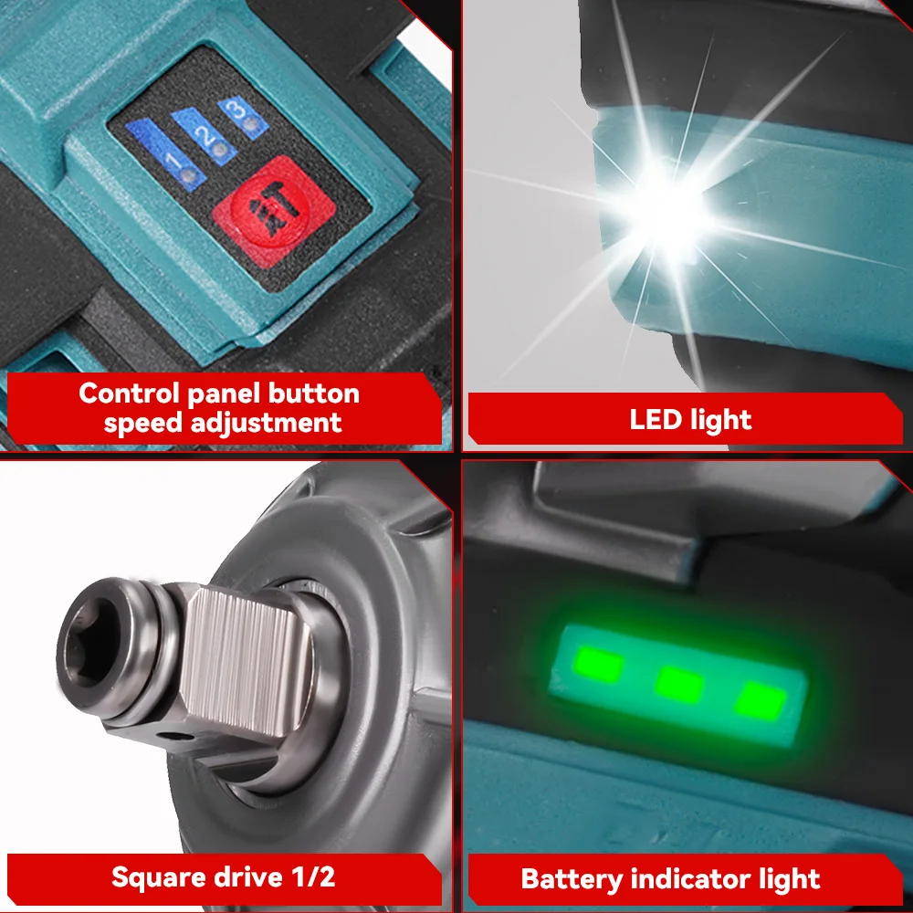ONEVAN-llave eléctrica sin escobillas de torsión 500N.M, llave inalámbrica de 1/2 pulgadas, herramienta eléctrica de reparación de automóviles para batería de iones de litio de 16,8 V