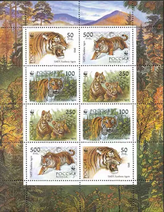 Russia, 1993, tiger, Real Original Post Stamp, MNH