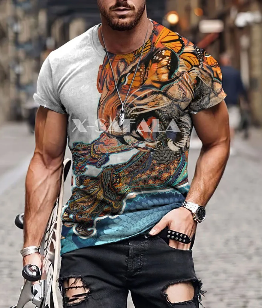 Samurai Mask Tattoo Art Armor Men 3D Full Print T-shirts Summer Fashion Short Sleeve Tee Harajuku Punk Style Women/Unisex