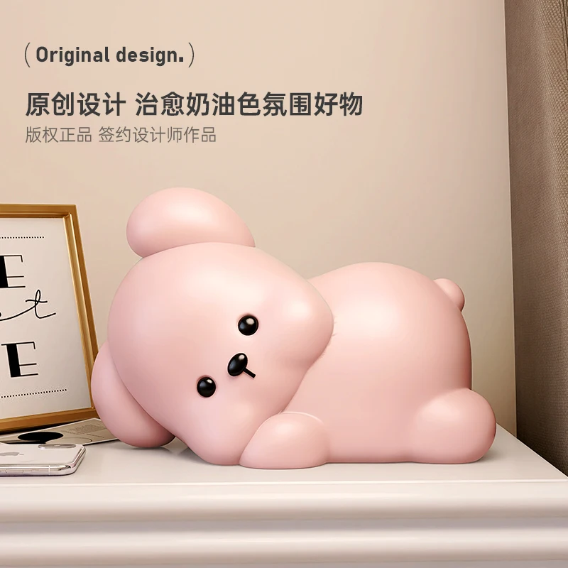 MSKA luxury tissue box living room coffee table paper box table healing bear ornaments desktop high-end decorations.