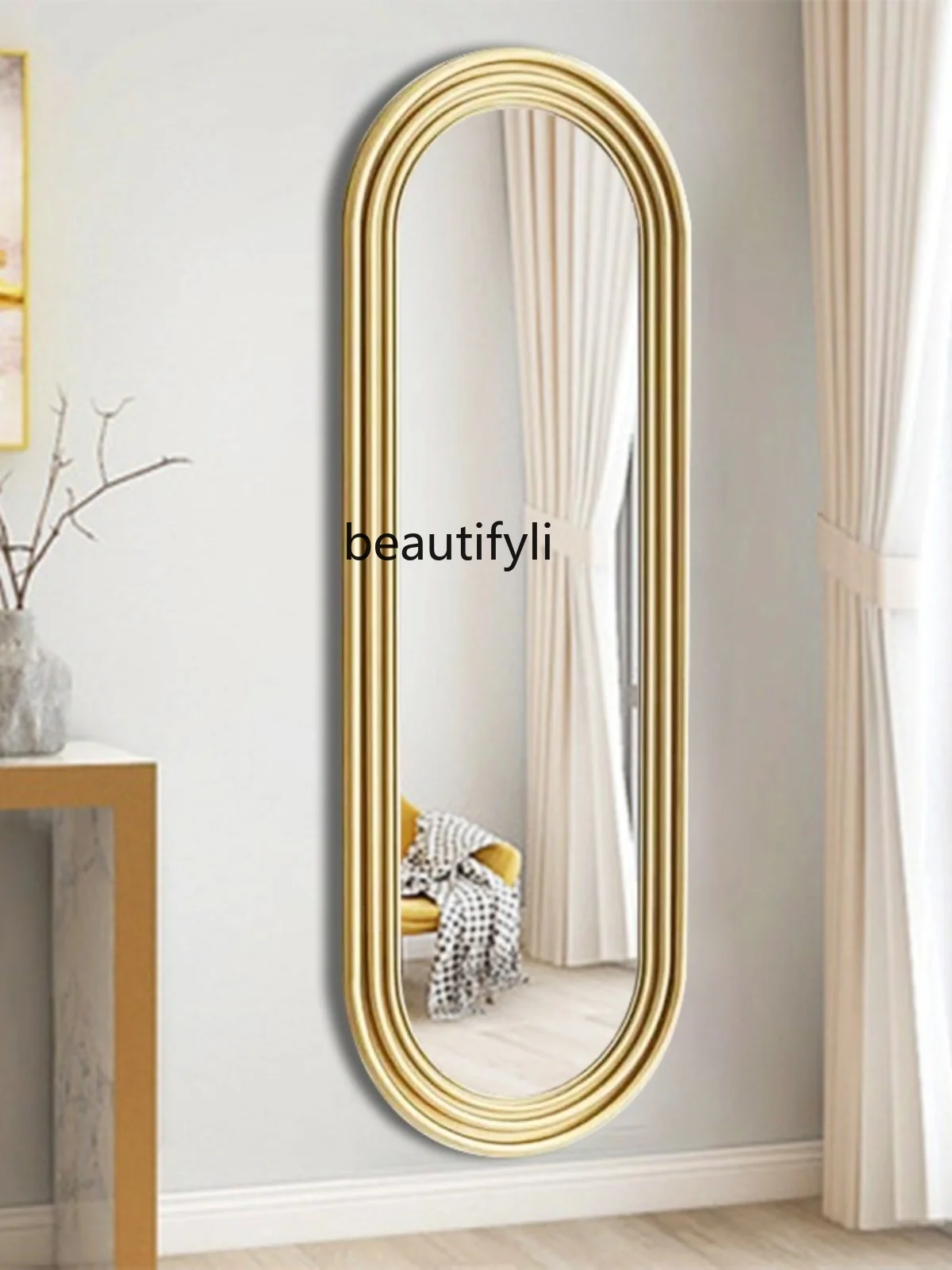 French Entry Lux Full-Length Mirror Wall-Mounted Household Hallway Living Room Bedroom Fitting Mirror American Wall-Mounted