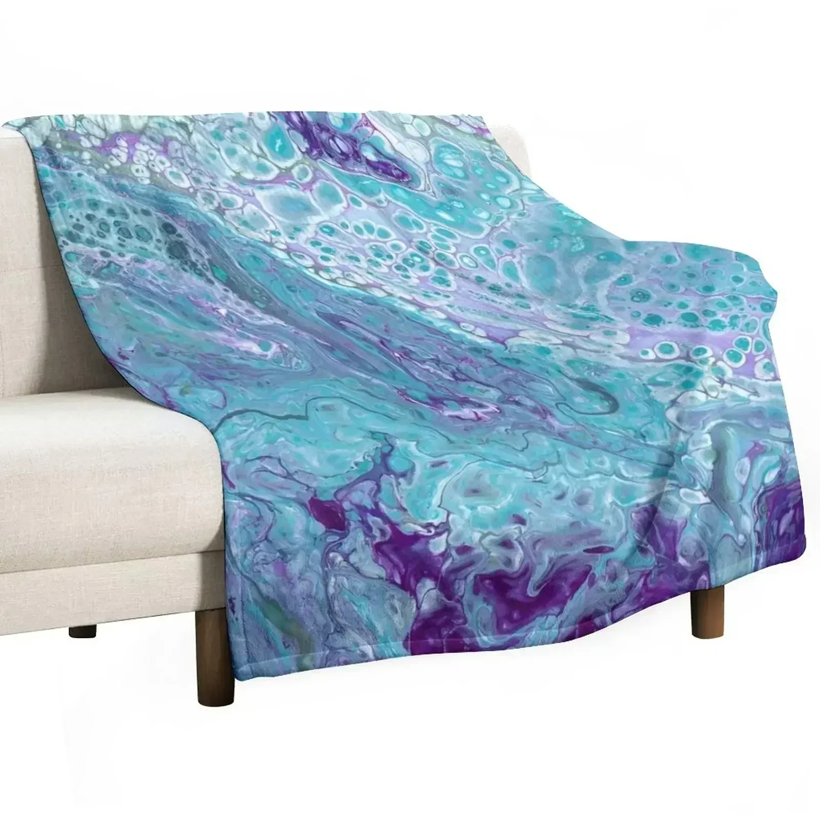 Turquoise and Purple Marble Throw Blanket blankets ands Picnic heavy to sleep Camping Hair Single Blankets