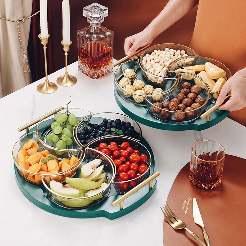 

Creative Crescent Fruit Plate Glass Snacks Assortment with No Aluminum Tray Home Phnom Penh Dried Fruit Candy Salad Dessert Bowl