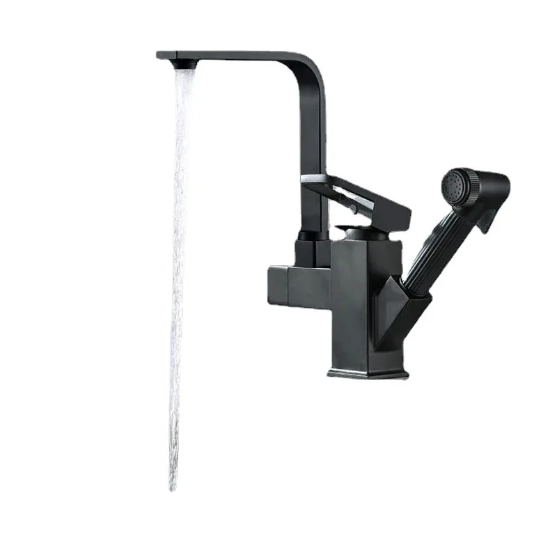 

Black kitchen sink pull-out faucet, multifunctional booster spray gun, hot and cold mixed water faucet