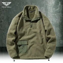 Men's Lamb Velvet Jacket Plus Velvet Thickened Teddy Velvet Jacket Men Fleece Pullover Jacket Winter Warm Tactical Military Coat