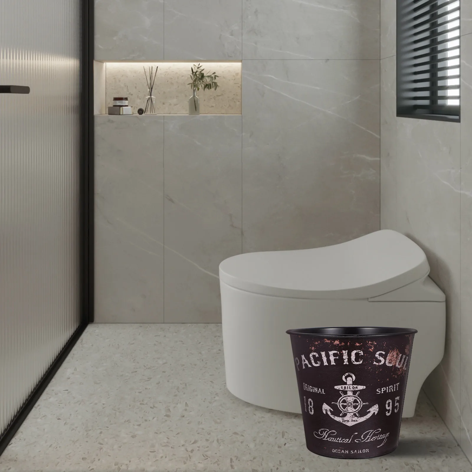

Garbage Cans Retro Trash Office Bin Bathroom Wastebasket Storage Metal Rubbish Commercial