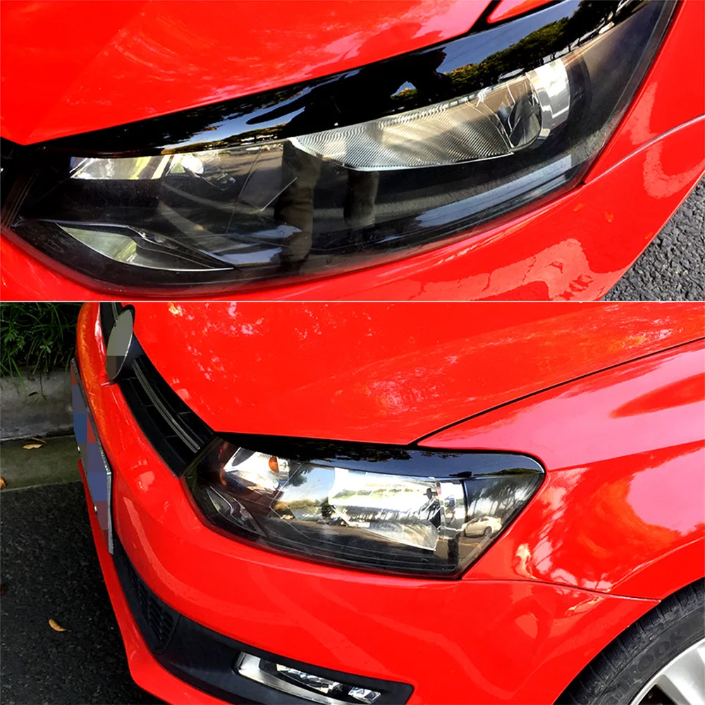 For VW Polo Mk5 6R 6C 2010 2011 2012 2013 2014 2015 2016 2017 Car Eyelid Front Headlight Eyebrow Cover Eye Lid Trim Sticker