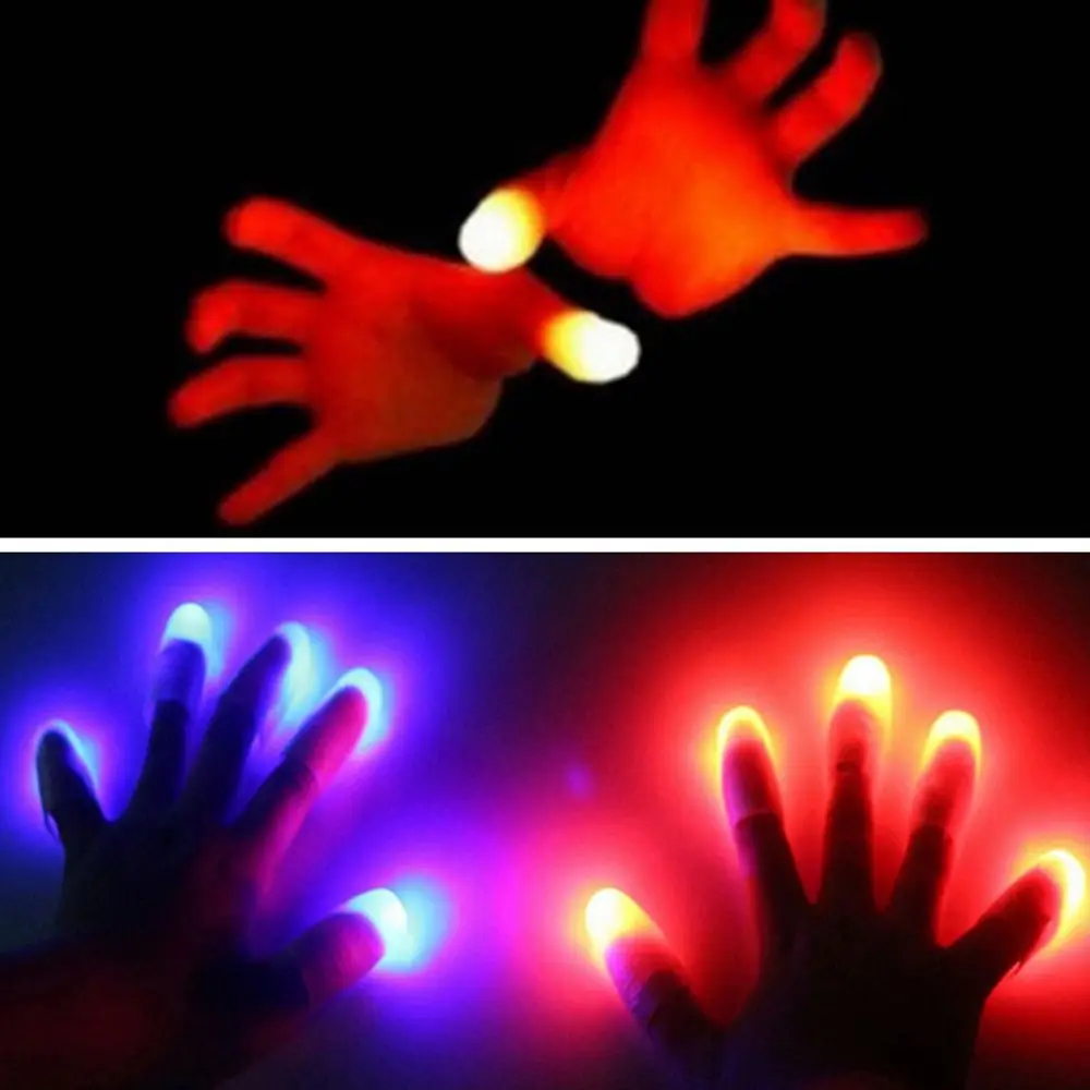 1 Pc Decor Gifts Glow  Magic Trick Props Induction Light Flashing Fingers Light Up Thumbs Finger Light