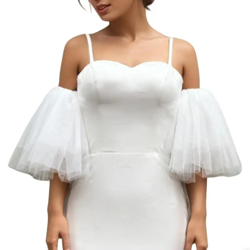 Mangas clássicas braço noiva branca Luvas respiráveis Acessórios casamento elegantes design tule forrado