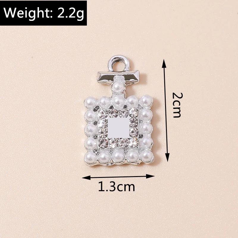 Exquisite 10pcs Brand Design Crystal Pearl Perfume Bottle Pendants for Bracelets Earrings Jewelry Making