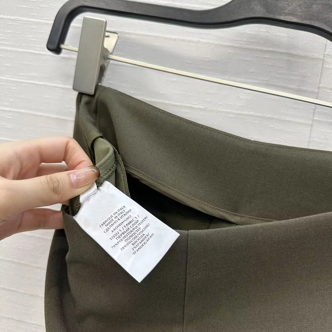 2025 New Fashion Autumn Elegant Fashion Army Green Suit Pants Women High Waist Casual Loose Chic Office Trousers