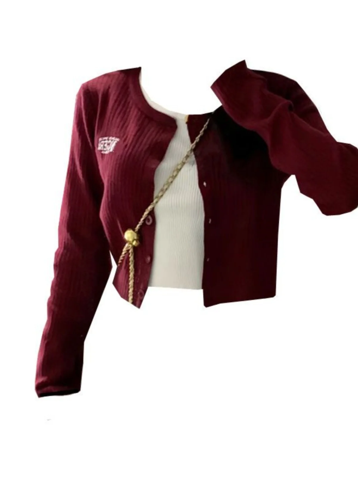 

plus Size Knitted ort Svel American Retro Sle Women's Jaet with Letter Embroidery Long Sve Open Cardigan Outer...