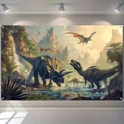 Jurassic Dinosaur World Banner - Bedroom, Living Room, Photography Background, Home and Party Decoration Wall Hanging