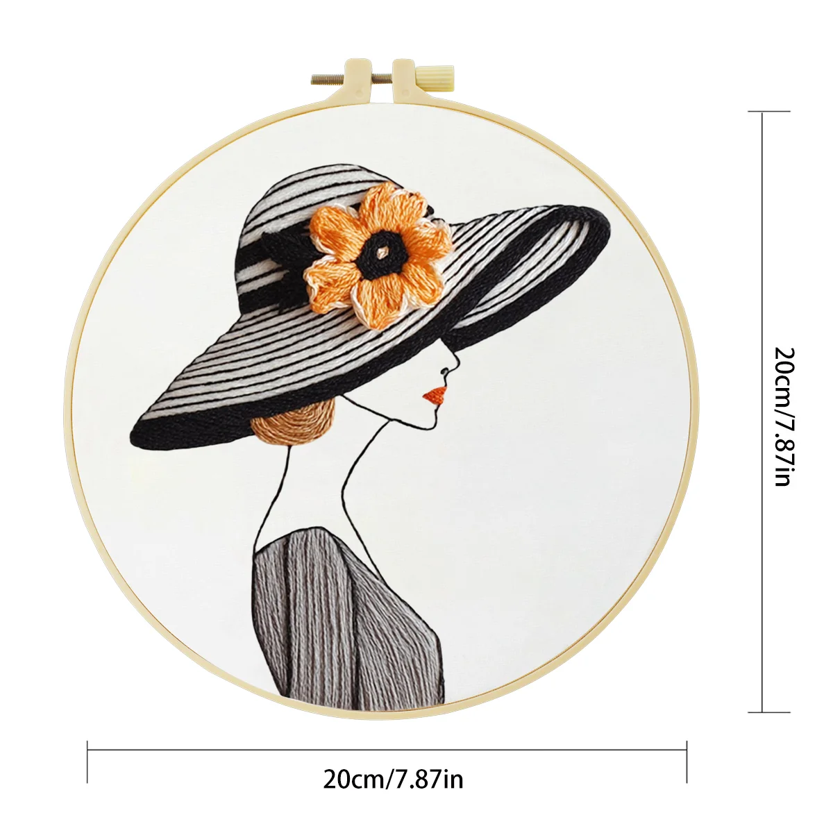 1 Stück 20X20CM/15X15CM 7,87/6,3 Zoll Stickerei-Starter-Kit für Frauen DIY-Kit DIY-Stickerei-Set Handarbeiten Heimdekoration – Detail 5