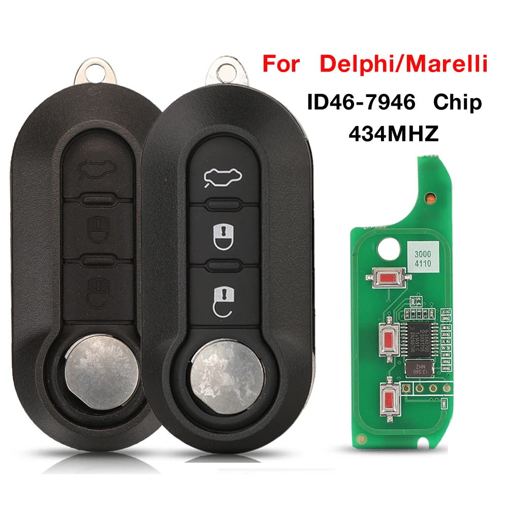 jingyuqin 3 Buttons 433MHZ ID46 PCF7946 Chip Remote Car Key For Lancia Delta Musa Ypsilon Abarth 500 Punto Marelli Delphi System