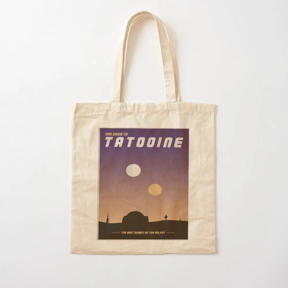 Visit Tatooine , Parody, Tatooine Sunset, Tatooine Travel, Moons, This is the Way Tote Bag Shopper bag Canvas Tote Bag