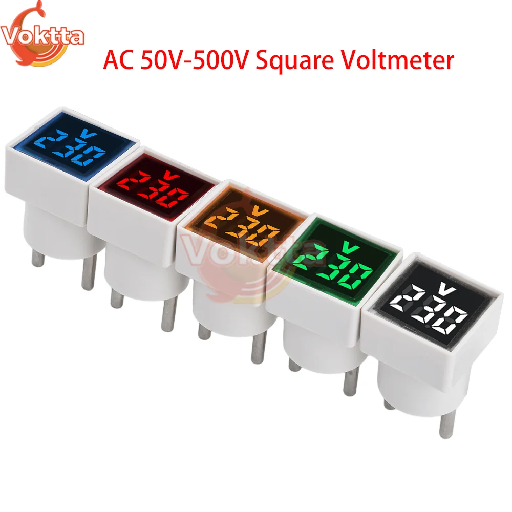 AC 50V-500V Square Voltmeter Digital Voltage Tester Monitor EU Plug LED Display Voltmeter Indicator Light Electrical Instruments