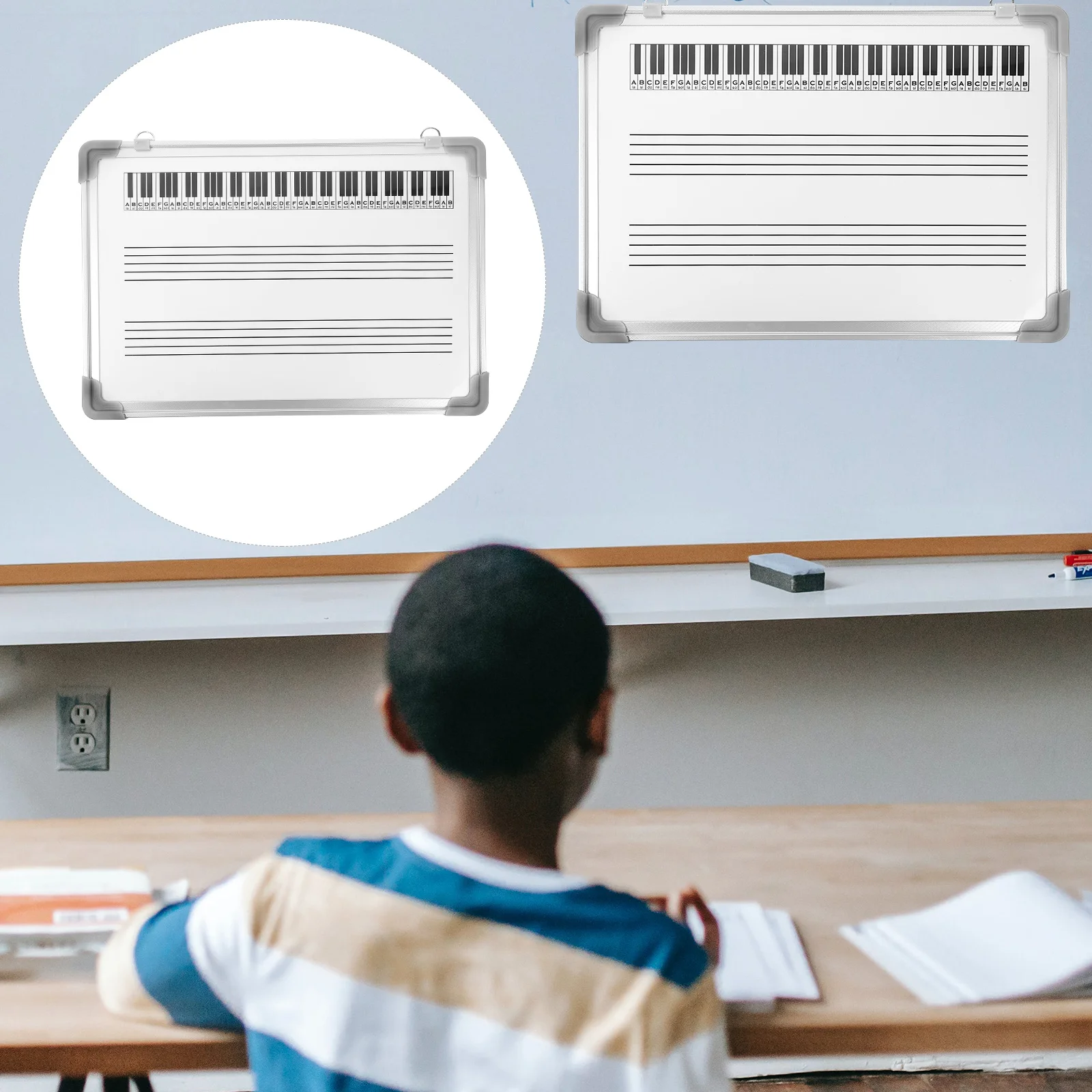 

Staff Whiteboard 30x40cm Double Sided Music Teaching Aid Erasable Reusable Dry Erase Board Note Writing Pad Musical Notes