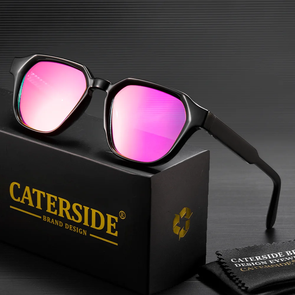 Lunettes de soleil carrées tendance CATERSIDE pour hommes et femmes, protection UV400, monture PC, branches en propionate, pour usage quotidien