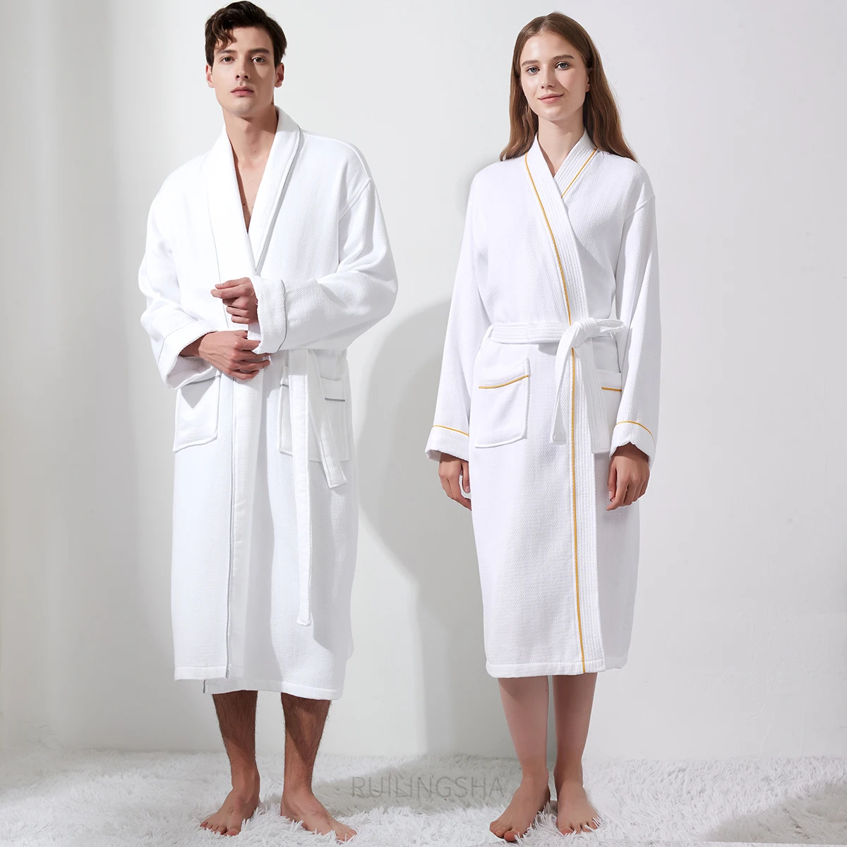 100% Cotton Hotel Terry Bathrobe Men Sweat Towel Bath Robe Plus Size Winter Warm Kimono Robes Mens Seepwear Women Dressing Gowns