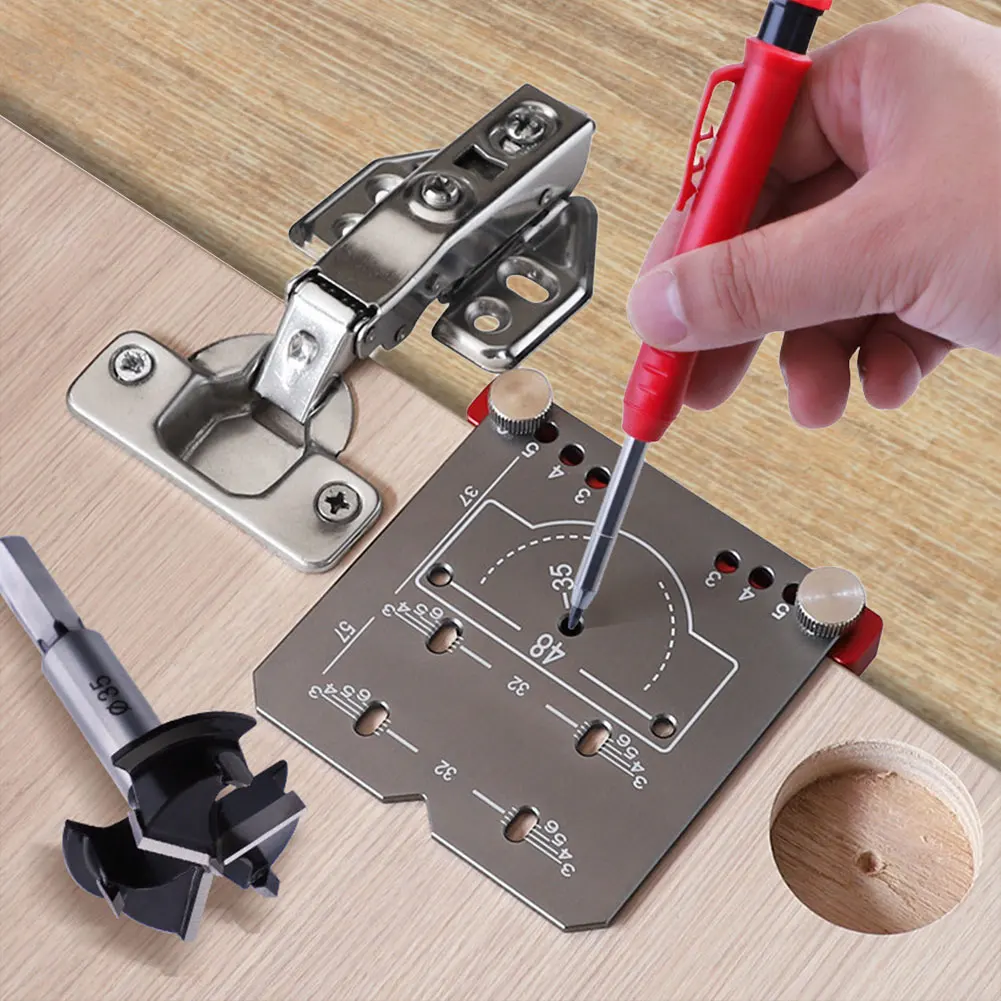 

35mm Hinge Locator and Limit Frame Aluminum Alloy Hinge Punch Locator Cabinet Door Hinge Jig for Fast Accurate Drilling