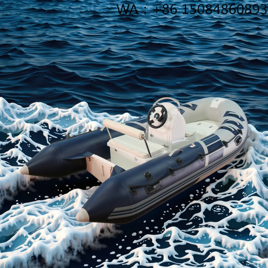Bateau de pêche gonflable pliable en PVC ASM-320, composant motorisé adaptable pour la navigation en lac et en rivière et l'entraînement aux compétences aquatiques