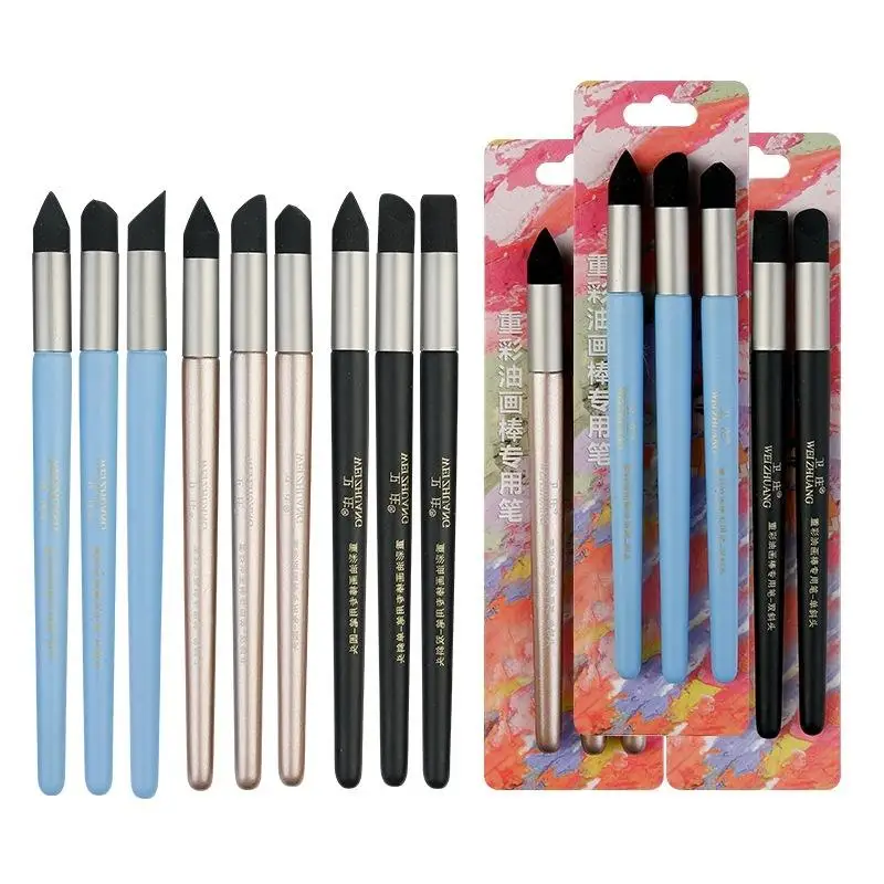 2/3Pcs Soft Sponge  Brushes, Oil Pastel Smudge Brushes, Multi‑Shape Tips for Artist Painting