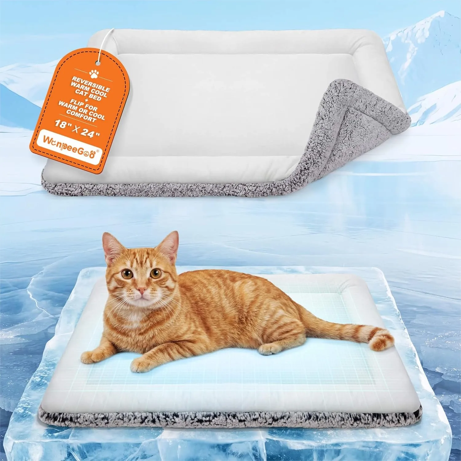 

Reversible Cat Cooling Mat Self Warming Cat Bed Winter Warm Cat Pad Summer Cool Mat for Kittens Small Dogs Crate Bed Sofa Gray 18x24 Inch