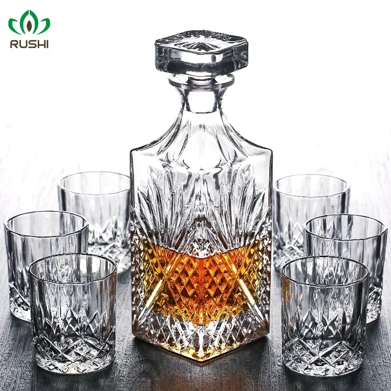 Creative Large Crystal Wine Glasses Set Modern Whiskey Luxury Cocktail 6 Shot Glass Dispenser Glass Cup Brandy Carafe Gift