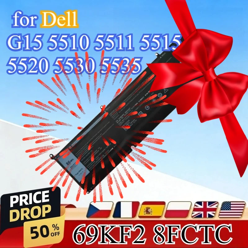 

69KF2 8FCTC Rechargeable Battery Compatible for Dell G15 5510 5511 5515 5520 5530 5535