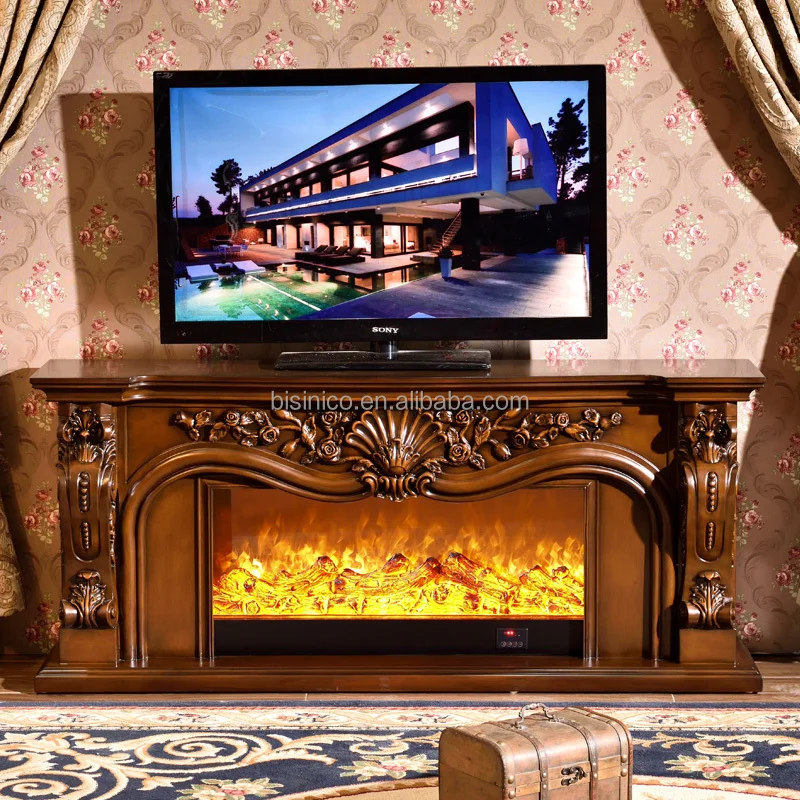 Najlepiej sprzedający się antyczny kominek z litego drewna z wkładką płomieniową (MOQ = 1 ZESTAW)