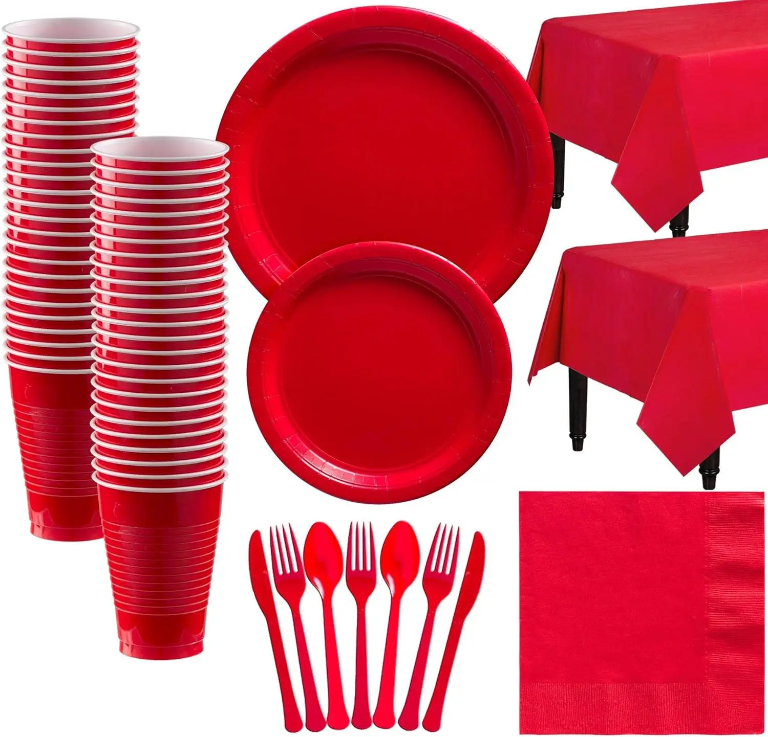 

Red Paper Tableware Party Supplies for 50 Guests, Party Supplies Set, Includes Plates, Cups, Covers and Pink plates Spiderman