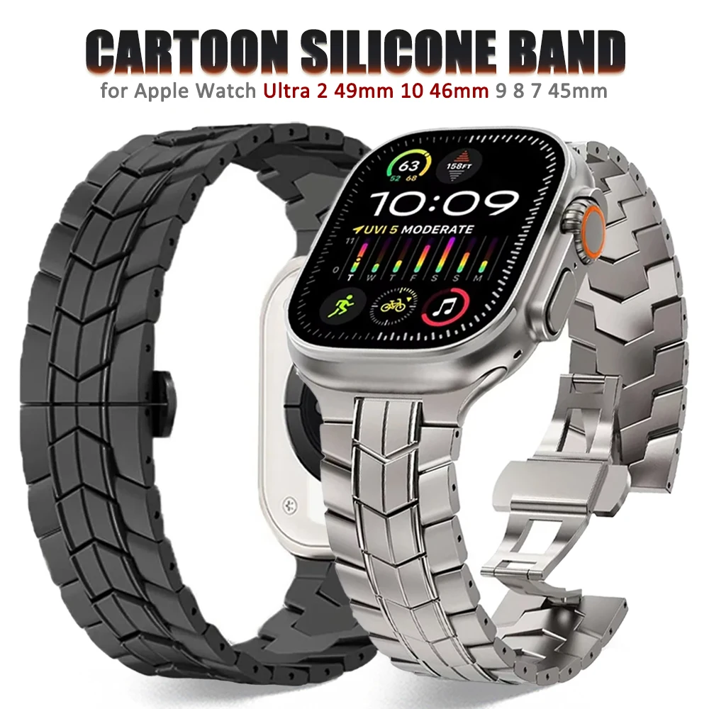 

Titanium Men Bracelet for Apple Watch Series 10 46mm Ultra 2/1 49mm Luxury Metal Band for iWatch 9 8 7 6 5 4 SE 45mm 44mm Straps