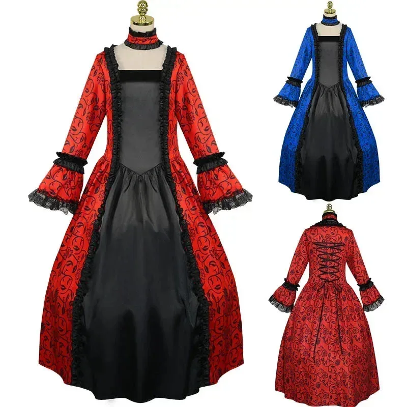 

Medieval Lace Splicing Retro Palace Style Dress With Large Trumpet Sleeves Clother