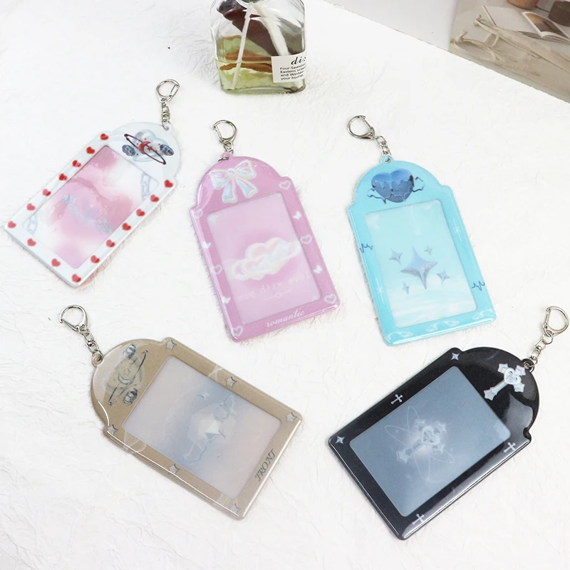Cartoon Love Card Holder Sleeve Key Chain Pendant Printed Card Sleeve Small Card Storage Book Three Inch Card Sleeve Style INS