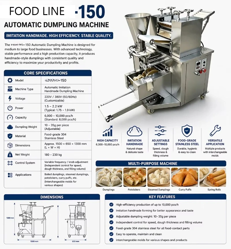 Fully Automatic Dumpling Making Machine Waterproof Detachable Structure Convenient Daily Cleaning To Meet Hygiene Production
