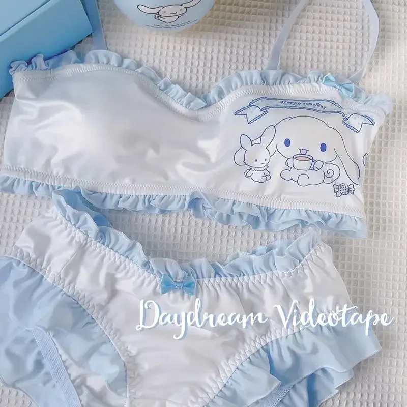 

Anime Sanrio Kawaii Cinnamoroll Kuromi Lovely Underwear Set Cute Cartoon Girly Heart Panties Bra Gifts for Girls