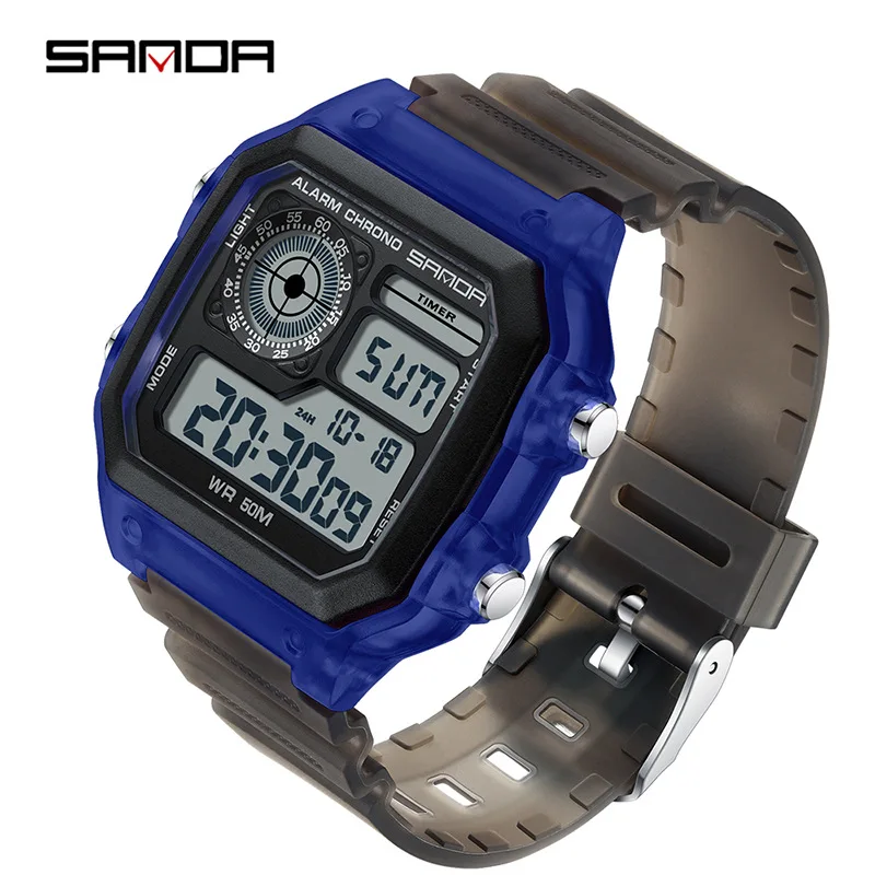 Fashyion Sanda Top Brand Led Digital Sport Chronograph Date Lady Tpu Band Week 50m Waterproof Female Electronic Gift Watches view 2