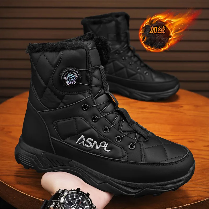 الشتاء عالية الجودة في الهواء الطلق حذاء من الجلد سميكة الدافئة القطن مقاومة البرد كبيرة الحجم مقاوم للماء الثلوج الأحذية للرجال والنساء #4