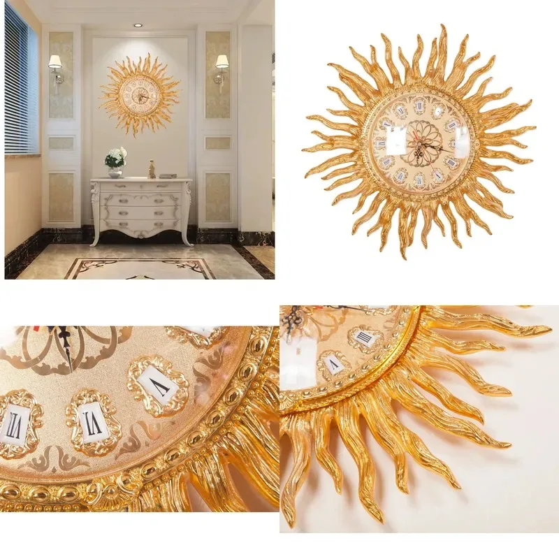 European Creative Pure Copper Gold Wall Clock Luxury Wedding Home Decoration