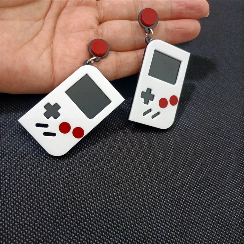 KUGUYS Game Console Drop Earrings for Women White Acrylic Geometric Fashion Vintage Jewelry Accessories