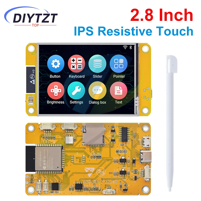 DIYTZT ESP32 LVGL WIFI&Bluetooth Development Board 2.8 inch LCD TFT Module 240*320 Smart Display Screen With Touch WROOM