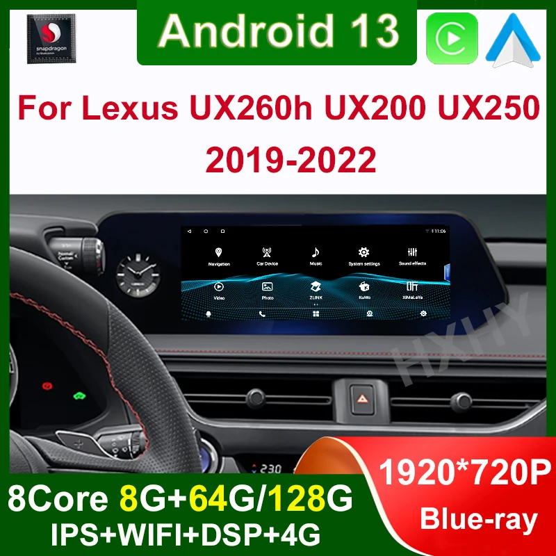 

Android 13 Qualcomm 8+128G Auto Carplay Car Dvd Player for Lexus UX ZA10 UX200 UX250h 2018-2022 Radio Navigation Multimedia