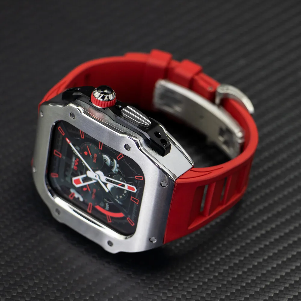 

Metal Case Modification Kit For Apple Watch Strap Ultra3&Ultra2 Ultra 49MM Rubber Band For iWatch 9 8 7 6 5 4 SE3/2/1 44mm/45mm