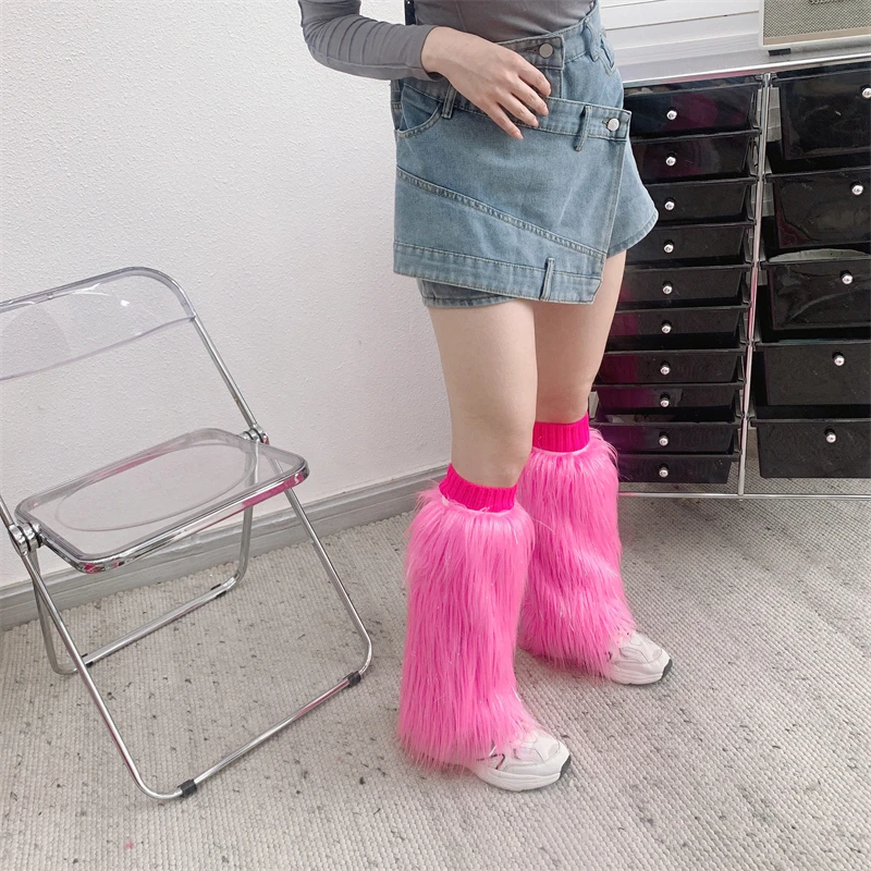 Mulheres Popular Moda Design Furry Faux Leg Warmers Alta Qualidade Pronto para Enviar Leg Warmers botas