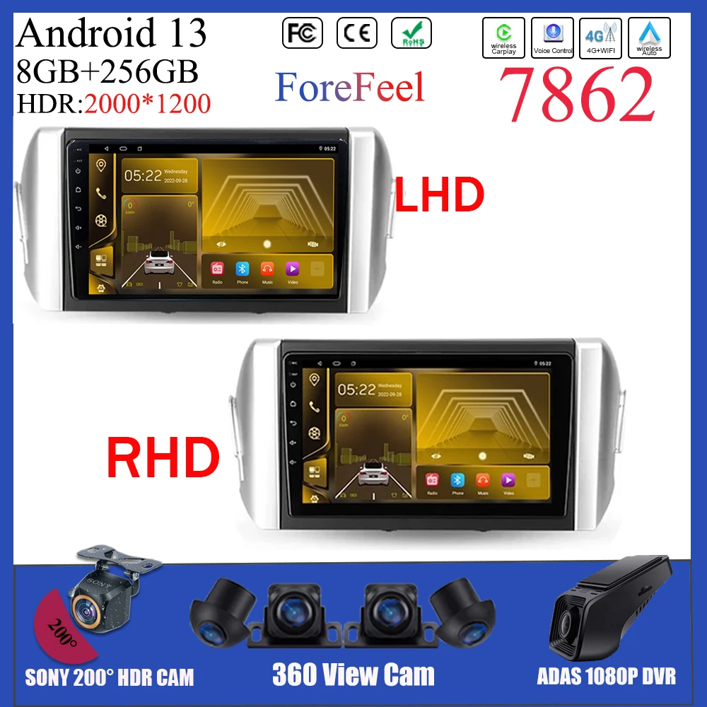 For Toyota Innova 2 2015 - 2022 LHD RHD Multimedia Screen Android 13 Video Player Navigation GPS Stereo Head Unit Auto radio