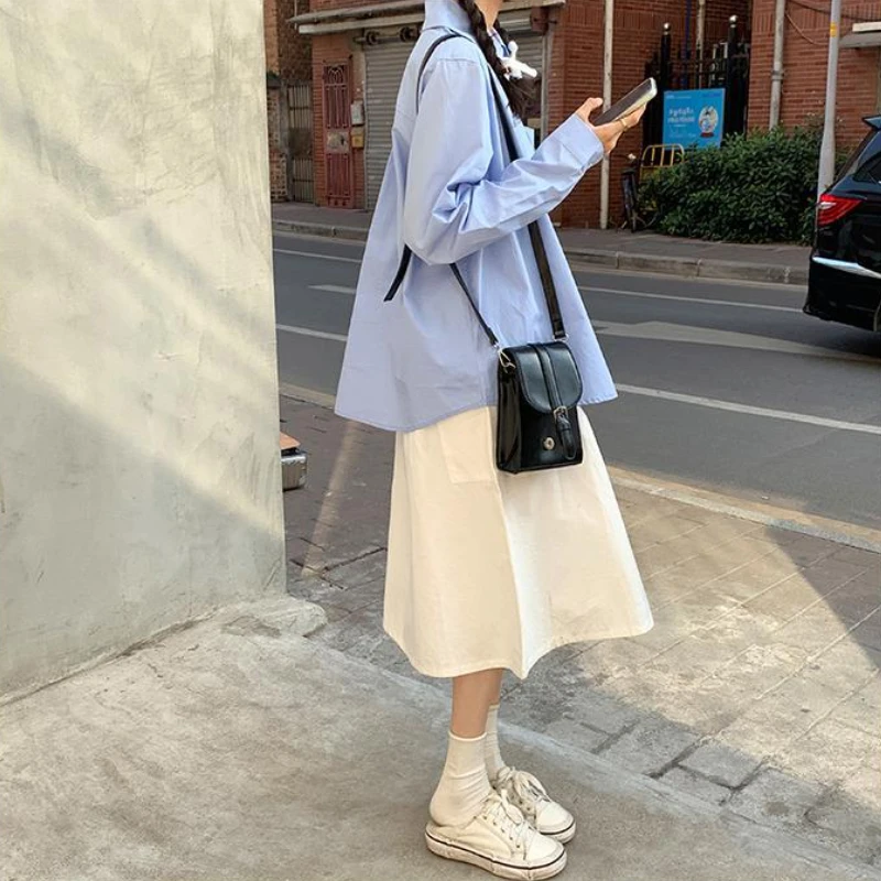 

Рубашки женские с длинным рукавом, летние однотонные простые универсальные рубашки для отдыха с бантом, корейский стиль, винтажные женские топы с отложным воротником для колледжа