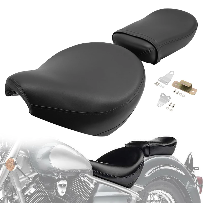 Motorcycle Front Rider Driver Rear Passenger Seat Pillion Cushion Seat For Yamaha V Star 1100 XVS1100 Classic Custom 1999-2011