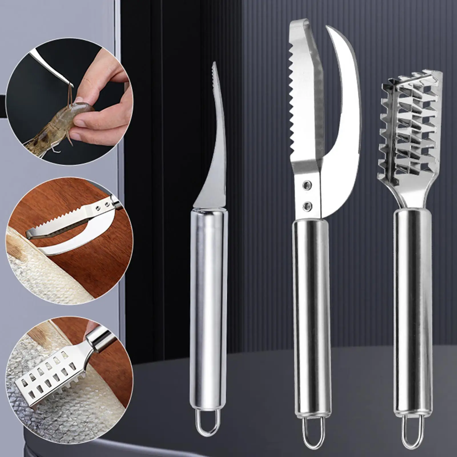 Stainless Fish Scales Scraping Graters Fast Remove Fish Cleaning Peeler Scraper Fish Bone Tool Gadge Kitchen Accessories