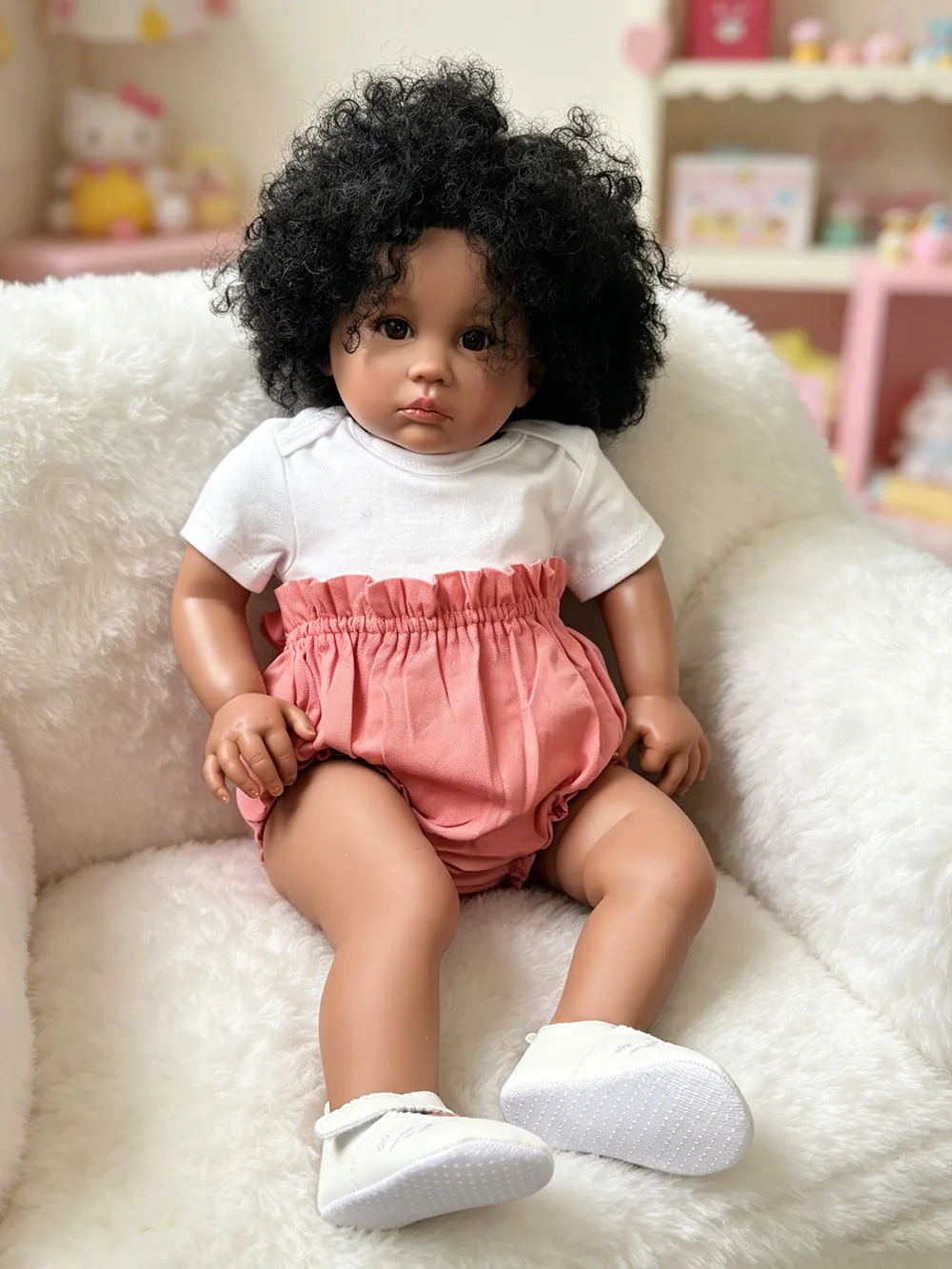 

24inch 60cm Julieata Reborn Toddler Girl Doll with Dark Skin and Black Hair Adorable Handmade Lifelike Baby Dolls Bonecas bebe